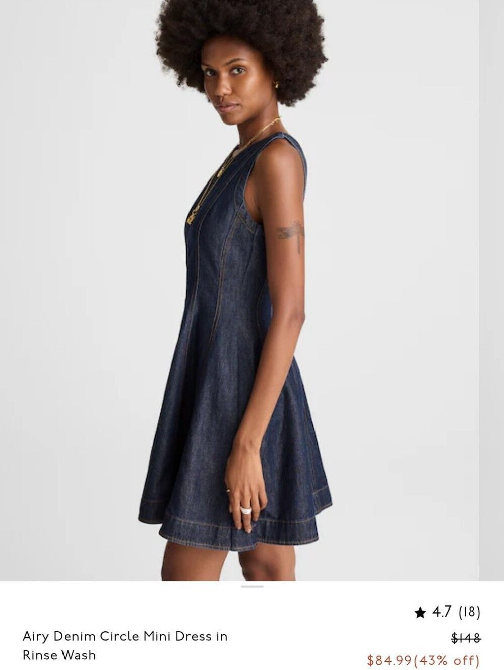 NWT Madewell Airy Denim Circle Mini Dress Rinse Wash Blue Size L - Picture 11 of 13